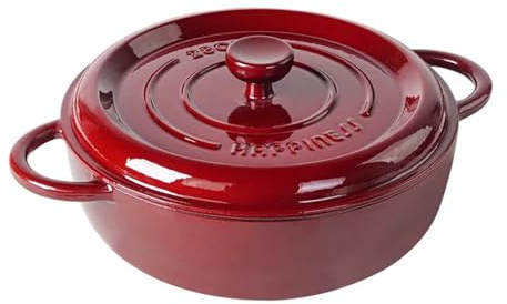 Forno olandese per zucca Pentola in ghisa Mama, pentola for stufati fatti in casa, casseruola antiaderente di grande capacità, for zuppa smaltata Deepen da 28 cm(28Cm deepened)