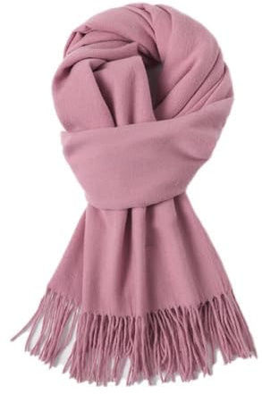 Aniyan Damen Schal mit Fransen 200x68cm – Weicher Pashmina Tücher im Kaschmir-Look, Warm und Elegant, Winterschal für Alltag, Büro & Reisen (Altrosa)