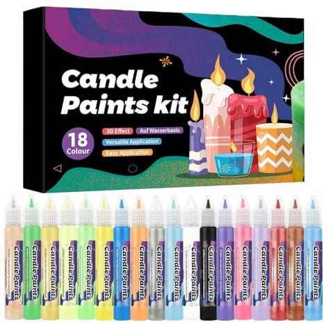Hogvinnatil Kerzenmarker, 18 Farben, Kunstzubehör für Anfänger, einfach zu bedienen, Malset für Kerzen und DIY-Projekte, zur Dekoration von Geburtstagen, Partys, Hochzeiten