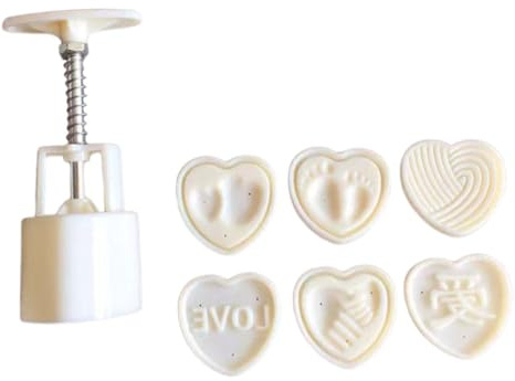 SHOWERORO Juego de Moldes para Pastel de Luna Forma de Corazón Molde ABS No Adhesivo para Hornear Sello para Galletas de San Valentín Herramienta Práctica para Repostería en Casa