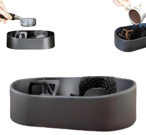 Kit de nettoyage pour porte-filtre à café, nettoyeur automatique électrique pour marc de café, kit de nettoyage professionnel pour expresso avec support stable et plateau anti-déversement pour le marc