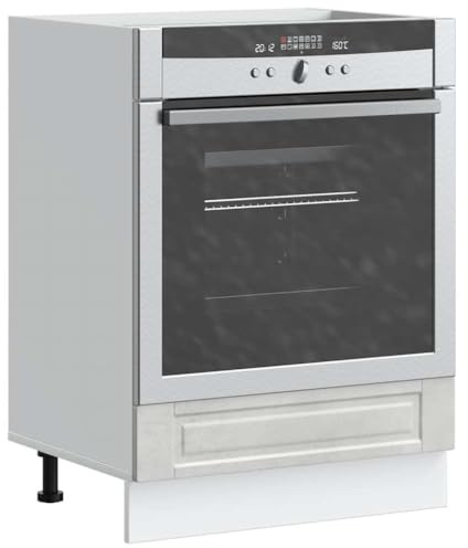 SooIarix Porto Hob Cabinet Concrete Grey, Wood Material, 60 x 46 x 81.5 cm, Oven Cabinet with Adjustable Feet, for Kitchen, Microwave