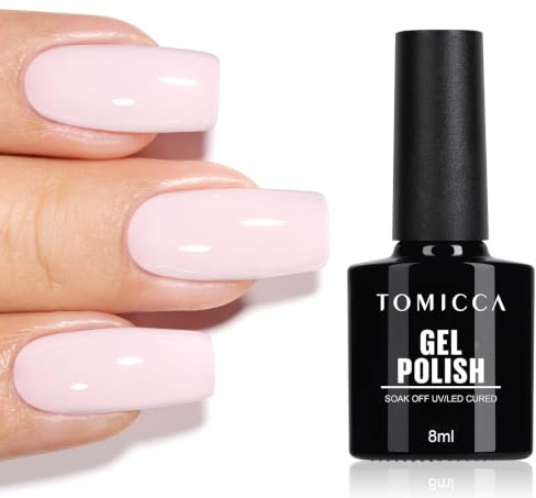 TOMICCA UV Nagellack Hellrosa Pink 8ml für Nail Art | Soak Off UV/LED Gel Nagellack, Glänzend und Langanhaltend, für Nail Art im Salon und zum Selbermachen