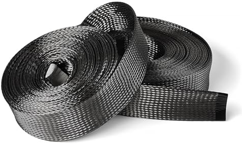 Manchons pour Câbles Protection de Manchon Fil Maille tressée résistante aux Hautes températures Tube Fibre Carbone 2MM-40MM(10mm,1.0M)