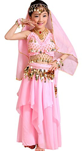 Astage Elegant klänning flicka dansande mage indianisch halloween karneval rosa godisdräkter