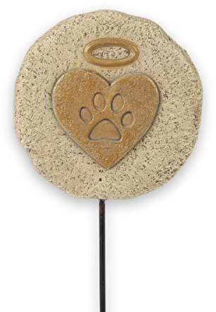 12 Pet Sympathy Memorial Garden Stake Grave Marker with Heart Paw Print and Halo