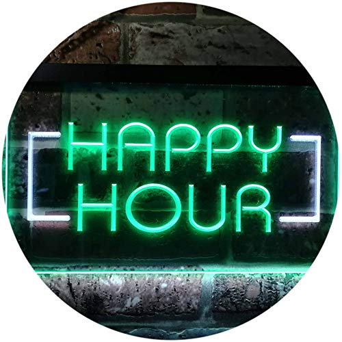 ADVPRO Happy Hour Bar Beer Ale Dual Color LED Barlicht Neonlicht Lichtwerbung Neon Sign Weiß & Grün 300 x 210mm st6s32-i0530-wg