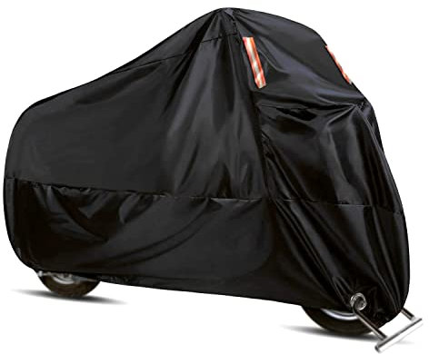 WinPower Funda Moto Impermeable Cubre Moto Cubierta A Prueba de Viento Antipolvo Lluvia UV Interior Al Aire Libre Proteccion con Agujeros de Bloqueo Bolsa de Almacenamiento 240 x 140 x 105cm