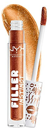 NYX Professional Makeup Gloss voluminizador Filler Instinct, Brillante, Hidratante, Fórmula vegana, 2,5 ml, Tono Copper Gold