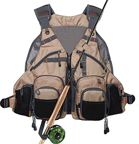 Kylebooker Fly Fishing Vest Pack Adjustable for Men and Women (Khaki)