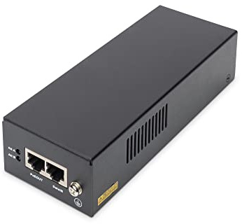 DIGITUS Gigabit Ethernet PoE++ Injektor 802.3bt 85 W | Auto Erkennung von PoE-Geräten – 100m Reichweite – Mid-Span oder End-Span – Schwarz
