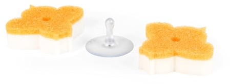 Kleeneze KL072832EU7 Dish Sponges – Scrubbing Scourer Sponge for Washing Up, Scratch Free Abrasive Scrub, Soft Sponge Layer, Double Sided, Kitchen & Cleaning, With Suction Holder, Busy Bee, 2 Pack