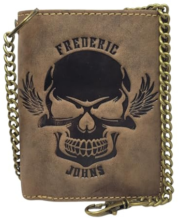 Frédéric Johns® - Cartera de Motociclista Vintage - Biker Trucker - Modelo Hells para Hombre (Marron Oscuro)