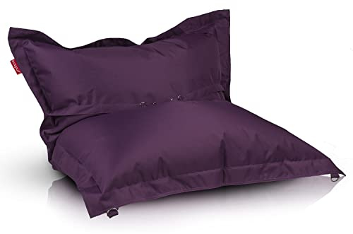 Ecopuf Puff jättekudde komplett med remmar fåtölj polyestersäck vattentät puff med stoppning för inomhus och utomhus 170 x 135 cm