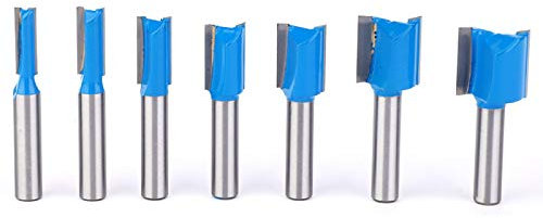 7 Stück Schaft Gerade Fräser Set Holz Fräser Router Bit Oberfräser Nutfräser Holzfräser Fräser für MDF Platten Massivholz TR Platten 6mm 8mm 10mm 12mm 14mm 18mm 20mm