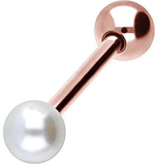 PIERCINGLINE Chirurgenstahl Barbell | SYNTHETISCHE PERLE | Piercing Stab Brust Zunge | Farb- & Größenauswahl