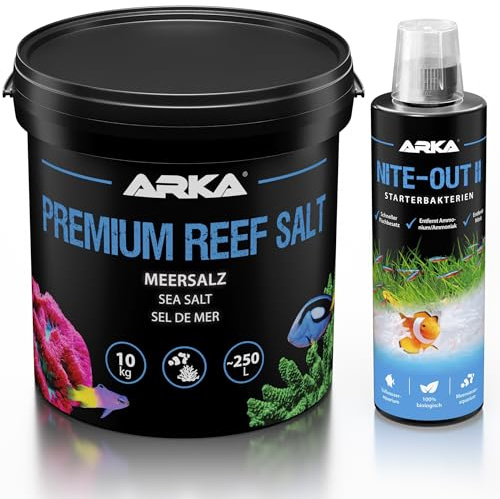 MICROBE-LIFT Premium Reef Salt 10kg & Nite-Out II – Bakterienstarter für Süß- und Meerwasser Aquarium, für schnellen Fischbesatz, 473ml