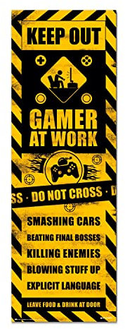 Grupo Erik Póster puerta Gameration Gaming caution - Lamina decorativa Gameration/Póster Producto con licencia oficial