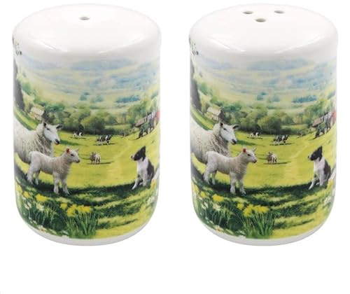 lesser and pavey LP94732 Ceramic Salt and Pepper Shaker Set | Collie & Sheep design | Set of 2 Condiment Dispenser, Multicolor