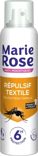 MARIE ROSE - Répulsif Textile Moustiques - Protection 6h contre les Moustiques Communs et Tigres - Vêtements, Tissus et Draps - 150mL - Fabriqué en Europe