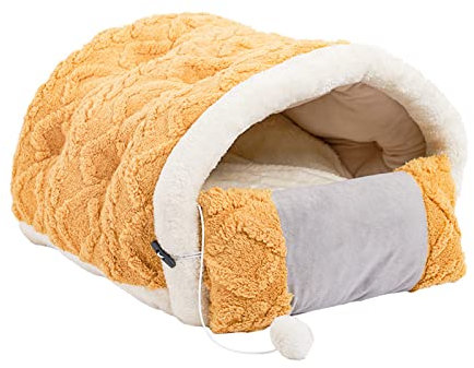 Koomuao Katzenhöhlen,Katzen Schlafsack,Waschbar bequem Haustier Flauschig Katzenbett,Kuschelhöhle mit Kissen für Katzen, Kleintiere oder Welpen