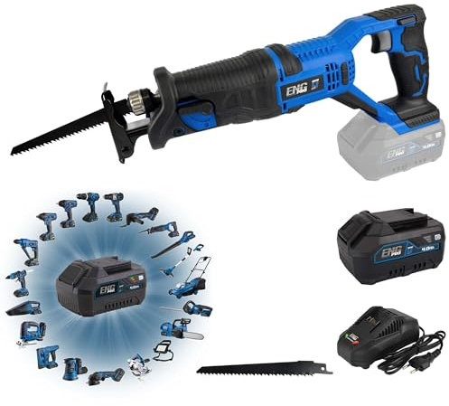 Sega A Gattuccio - Linea Professionale Monobatteria ONE4ALL 20V - Velocità 3000 rpm Capacità Taglio 115mm, Lama per legno + 1 Batteria 4.0Ah e Caricabatteria inclusi - ENG PRO