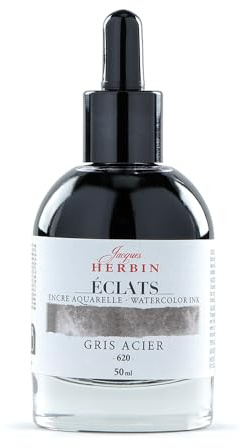 Jacques Herbin 16620TAMZ - Encre Beaux-Arts aquarelle Éclats-Gris acier 50ml