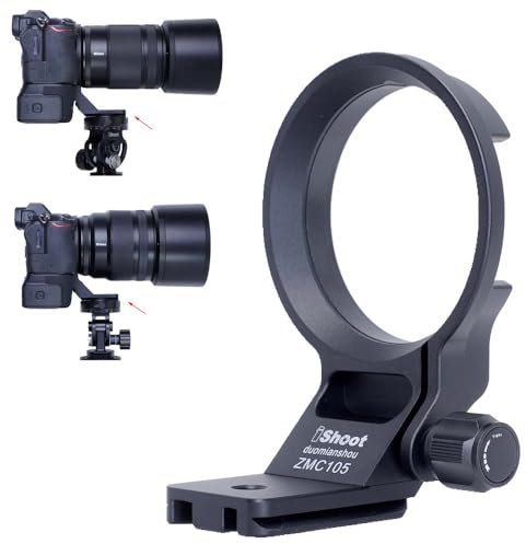 iShoot Tripod Mount Ring Lens Collar Compatible with Nikon Nikkor Z 135mm F1.8 S Plena, Z 85mm F1.2 S & Z MC 105mm f/2.8 VR S, Quick Release Plate Supports ARCA-Swiss Fit Tripod Head Clamp Stabilizer