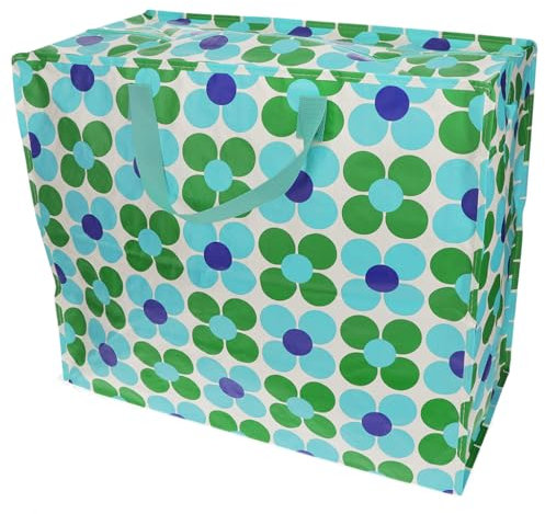 Rex London - Sac géant XXL - Sac de rangement avec fermeture éclair - Motif multicolore (bleu marguerite/vert)