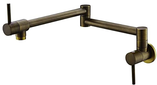 HomeLava Faltbar Wasserhahn Küche Wandmontage Kaltwasserhahn Spültischarmatur Kaltwasser Zweigriff Armatur Wandarmatur 360° Schwenkbar Topffüller Küchenarmatur Messing, Bronze