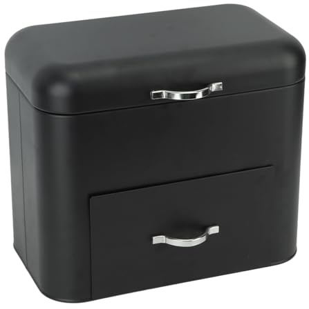 Iron Bread Box 2 Shelves Metal Storage Tin for Bread Iron Bread Box Kitchen Overweight Container Breadbox Storage Jar Vintage Tin Large Capacity Dry Food Storage Container Bread