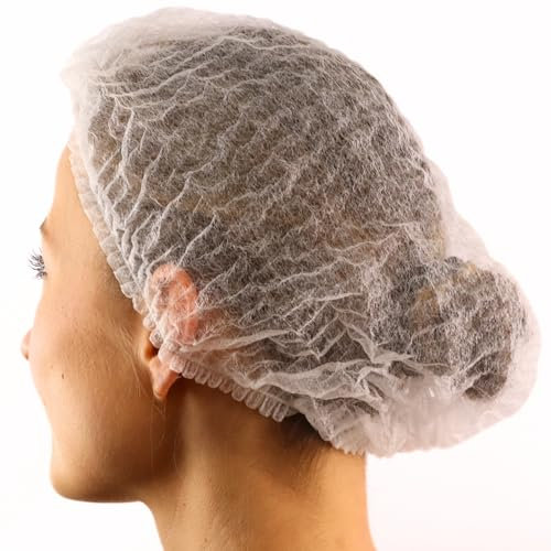 HausHeld® OP Haube Damen und Herren I 100 x Haarnetz I Weiss Haarhaube aus Einwegstoff I Arzt Kopfbedeckung I Perfekt für Küche, Medizin, Kochhaube, Lockenwickler I Haar Haube - Hair Cover