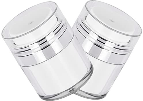 Healeved 2pcs Facial Cream Bottles Dispenser Pump Moisturizer Travel Jars Vacuum Seal Lotion Containers for Cosmetics