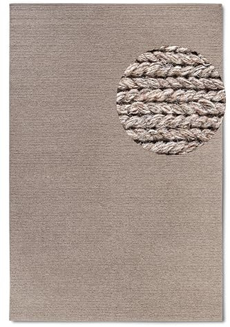 Villeroy & Boch Francois - Alfombra de Lana Natural para salón, Tejida a Mano y respetuosa con el Medio Ambiente, para salón, Dormitorio, Comedor, Pasillo, Cocina, Lino, 60 x 90 cm