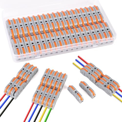 50 Stück Kabelverbinder, lüsterklemmen, Steckklemmen Kabelklemmen mit Hebel, verbindungsklemme, 4mm² Leiter Klemme, Frei Kombinierbar