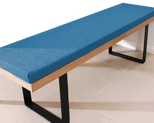 Sitzkissen Sitzpolster für Innenbank, 2-/3-Sitzer-Möbelkissen, hochdichter Memory-Schaum, waschbares Leinen, rutschfeste Bankauflage für Schuhbankregal, Fenster, Klavier, Esszimmer (blau, 80