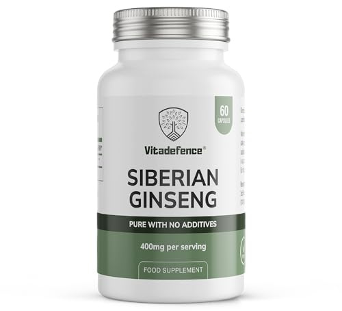 Siberian Ginseng 400mg – 60 Vegan Capsules Eleutherococcus senticosus Root Extract UK Made – Vitadefence