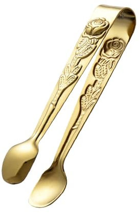 Sugar Tong, Mini Stainless Steel Serving Tongs, Appetizers Tongs Serving Tongs, for Home, Outdoor BBQ, Kitchen, Restaurant(Gold)