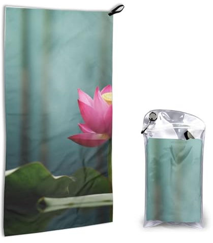 Quick Dry Hand Towel With Bag - Lotus Flower Bamboo Printed Super Absorbent Face Cloth Microfiber Travel Sports Towels 40x80cm
