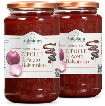 Apicoltura Casentinese, Composta di Cipolle e Aceto Balsamico, Linea Gourmet, 2 Vasetti da 600 g