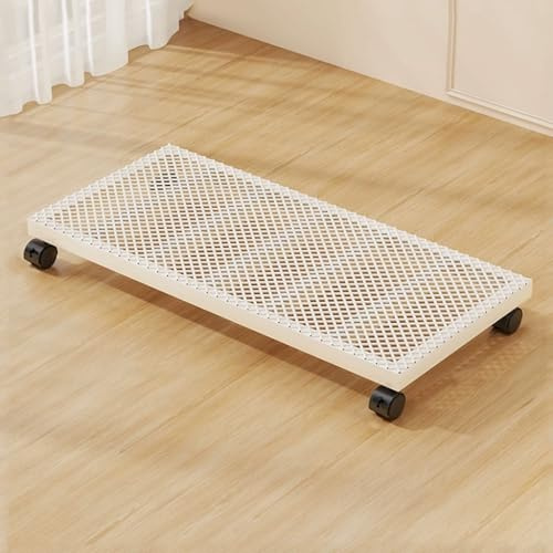 YCKEGEW Supporto Rettangolare in Metallo per Vasi da Fiori, Ruote Mobili Flower Dolly Carrello con Supporto Rotante Carrello Porta Vasi con Ruote Bloccabili(White,A-50x24cm)