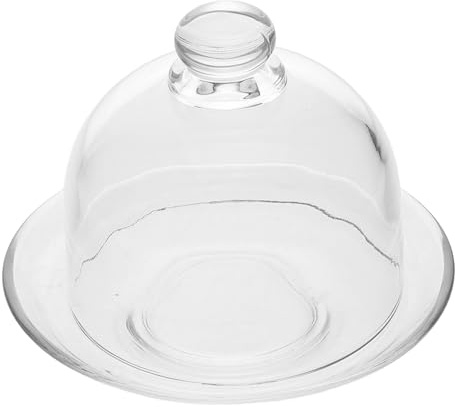 Sosoport Alzata Porta Dolci in Vetro Trasparente con Piedistallo e Coperchio Protettivo Elegante Vassoio per Frutta Snack e Dolcetti Design Compatto per Tavola Contemporanea