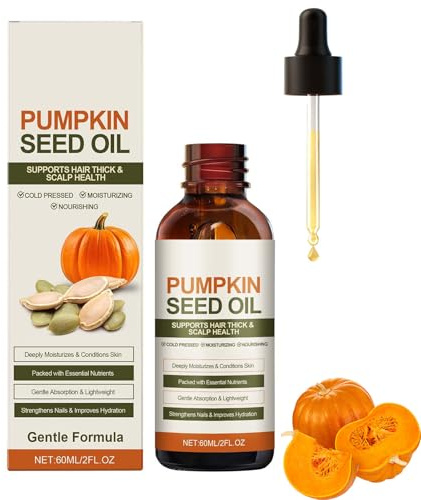 Olio di semi di zucca biologico per la crescita dei capelli, olio di semi di zucca spremuto a freddo, doppie punte lisce, oli-o essenziale per capelli vegetali naturali (1PC)