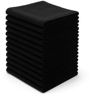 SUPER B Chiffons de Nettoyage en Microfibre Noir 30 x 30 cm (Lot de 12) – Ultra Absorbants, Réutilisables – Chiffons Multi-Usages pour Cuisine, Ménage, Vitres, INOX et Intérieur Voiture