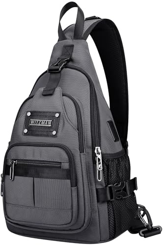 WITZMAN Umhängetasche für Herren 19L Reise Sling Bag mit USB-Ladeport