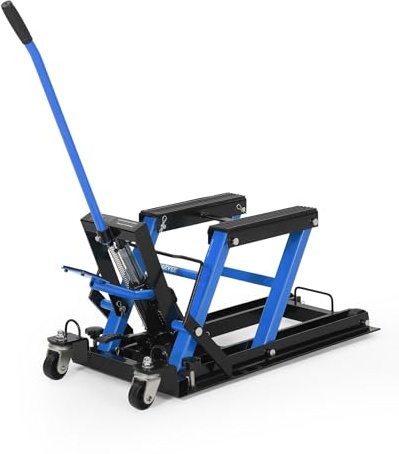 GarveeTech Hydraulic Motorcycle Lift Jack, 1500Lb Capacity, ATV Scissor Jack with Adjustable Height 4.53-15.35 in, Hydraulic Foot-Operated Hoist Stand for Motorcycle ATV UTV Bikes