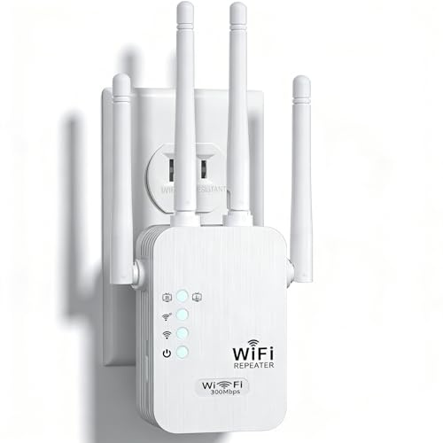 2026 WiFi Extender, WiFi Booster, 4 Powerful Antennas Covers 5500 Sq.Ft and 50 Devices, Internet Booster - with Dual Ethernet Ports, Quick Setup, Home Wireless Signal Booster, UK Plug (White)