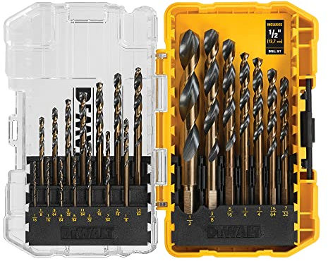 DEWALT Drill Bit Set, 21-Piece, 135 Degree Split Point, 31 Degree Helix, Black Oxide Coated, For Plastic, Wood and Metal (DWA1181)