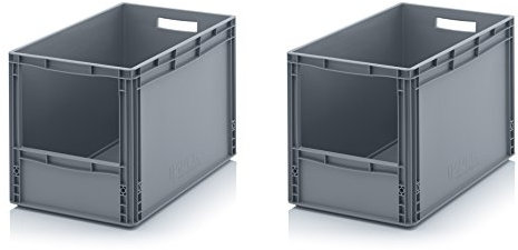 2x Euro Sichtlagerkasten 60 x 40 x 42 cm inkl. gratis Zollstock * Eurobehälter mit Fenster