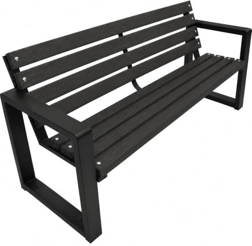 Primario Grande Gartenbank Holz mit Rückenlehne, 150 cm - Palisander | Massives Fichtenholz & pulverbeschichteter Stahl, bis 500 kg, wetterfest, Sitzbank für Garten, Terrasse & Park, Grande